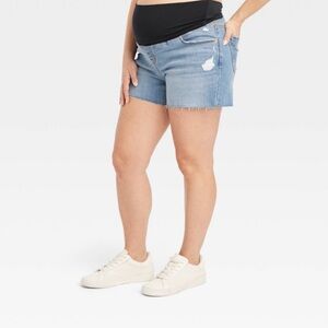 Over The Belly Isabel Maternity by Ingrid & Isabel Blue Jean Shorts Relaxed Fit